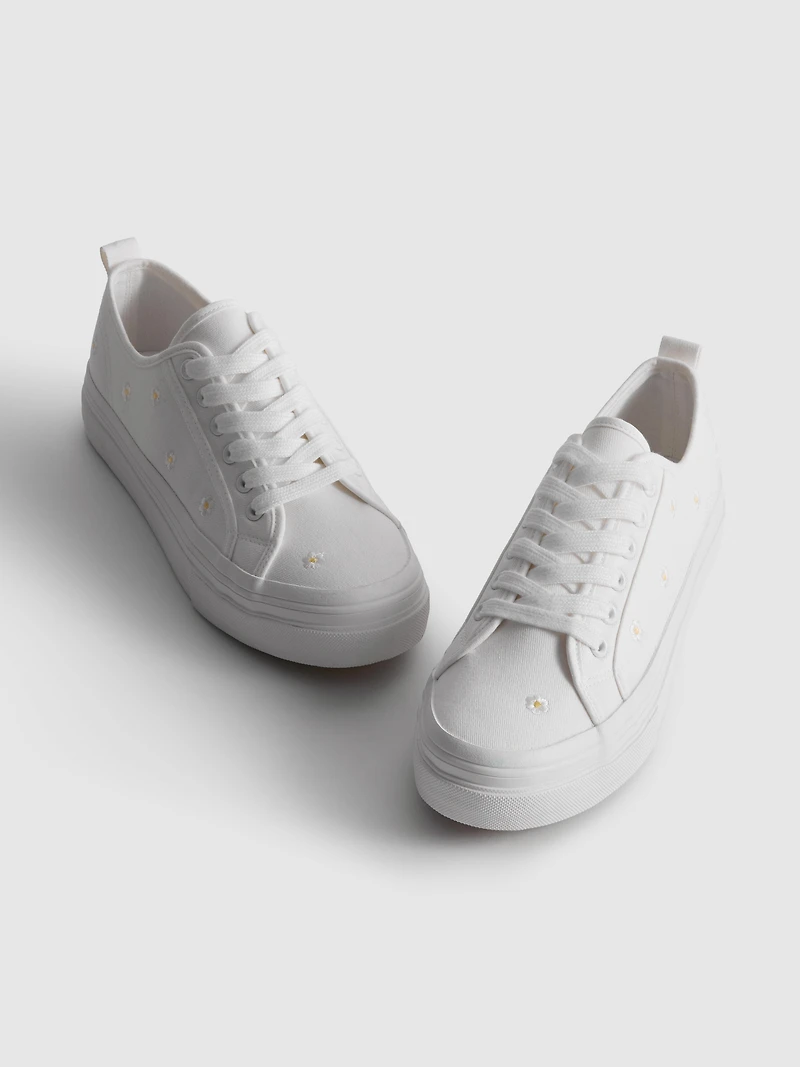 Embroidered Daisy Sneakers