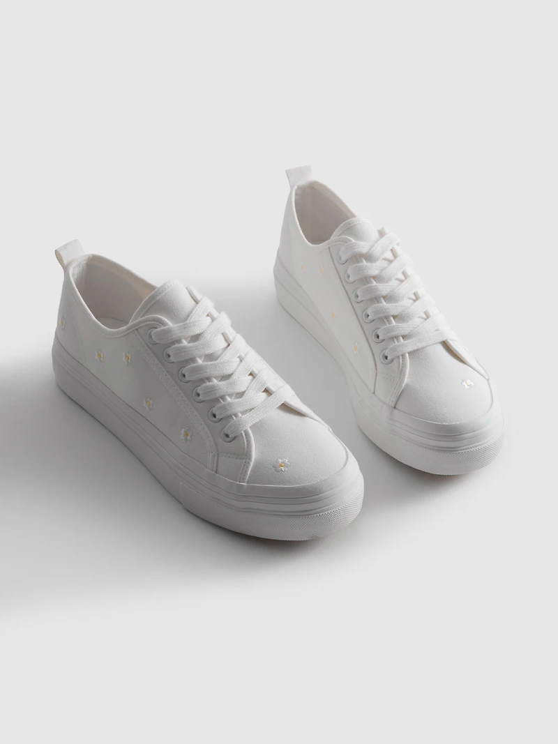 Embroidered Daisy Sneakers