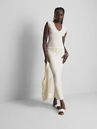 Textured V-Neck Tank Top