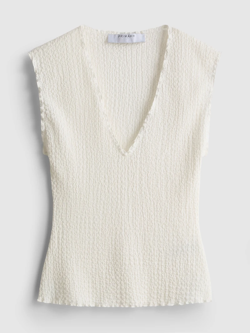 Textured V-Neck Tank Top