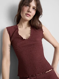 Textured V-Neck Tank Top
