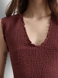 Textured V-Neck Tank Top