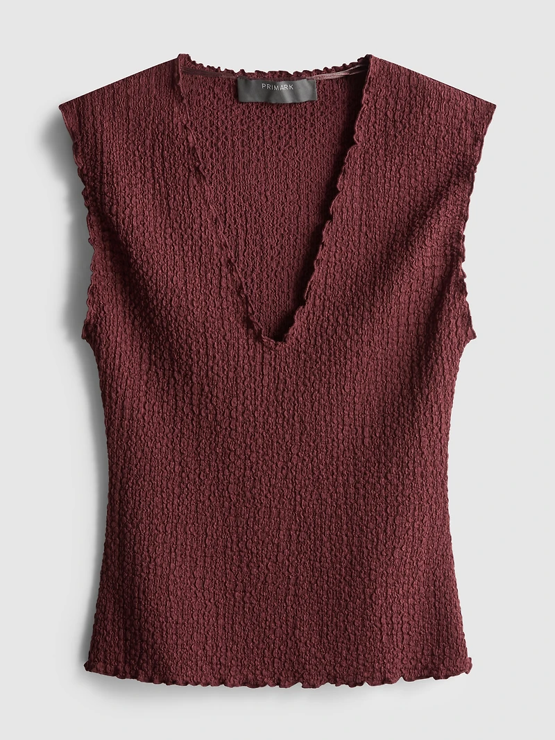 Textured V-Neck Tank Top