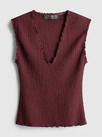 Textured V-Neck Tank Top