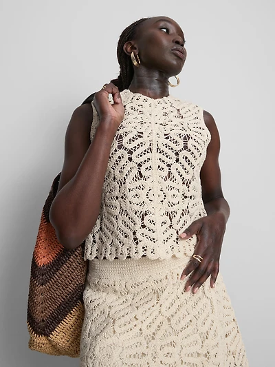 Cotton Rich Crochet Mini Skirt