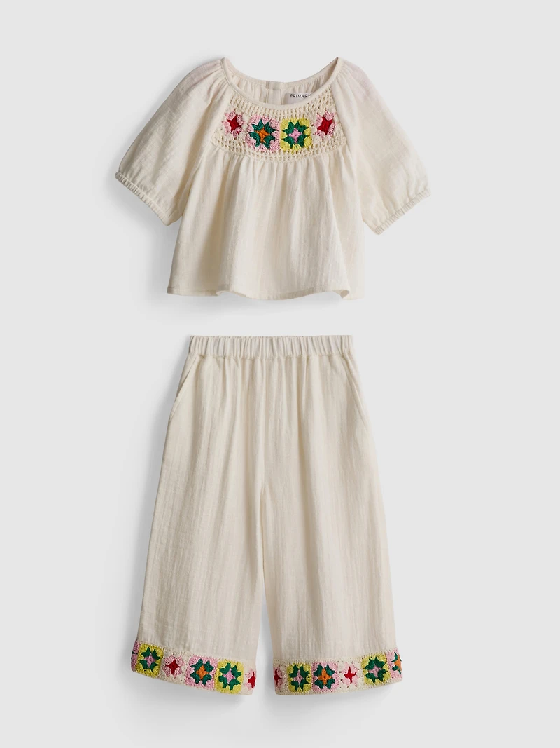 1.5-8yrs | Crochet Blouse and Pants Set