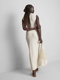 Textured Drawstring Maxi Skirt