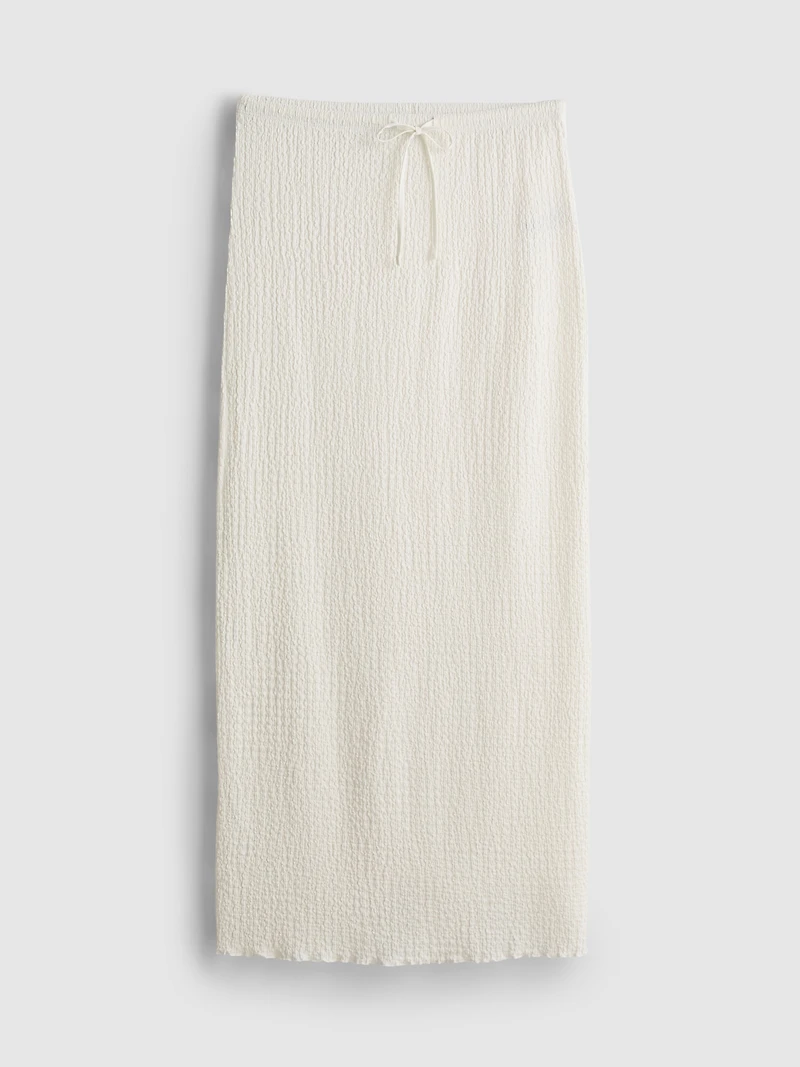 Textured Drawstring Maxi Skirt