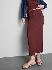 Textured Drawstring Maxi Skirt