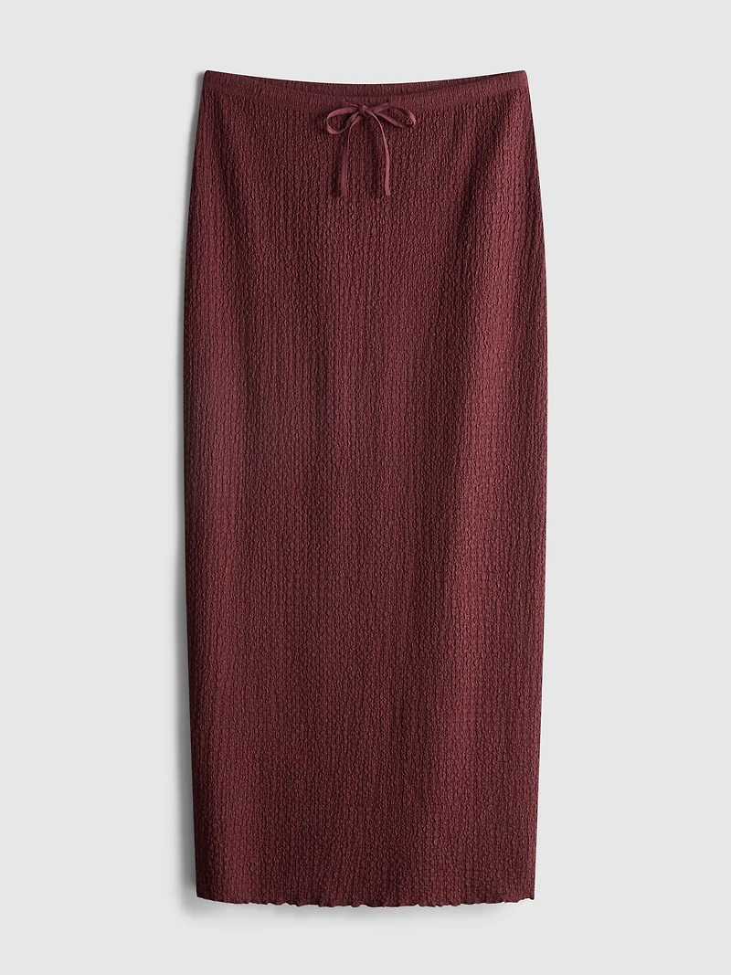 Textured Drawstring Maxi Skirt
