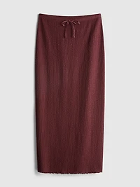 Textured Drawstring Maxi Skirt