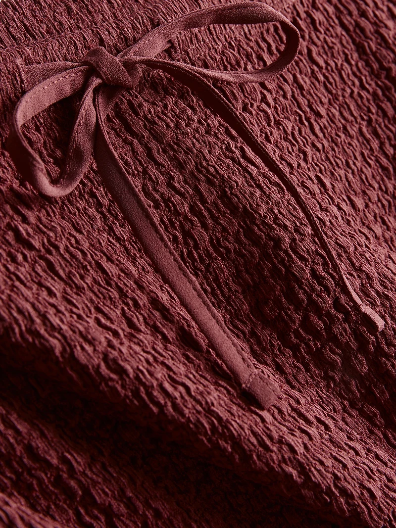 Textured Drawstring Maxi Skirt