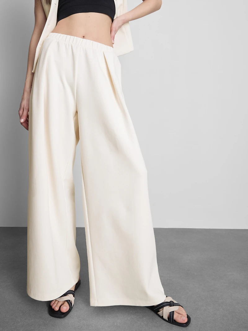 Cotton Blend Wide Leg Sweatpants