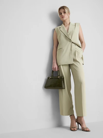 Lila Pleated Straight-Leg Pants