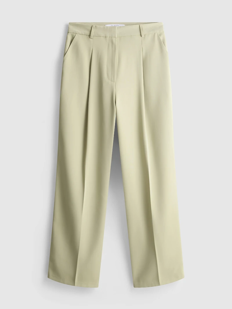 Lila Pleated Straight-Leg Pants