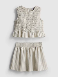 1.5-8yrs | Stripe Shirred Peplum Top and Skirt Set
