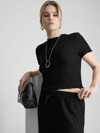 Short-Sleeve Crinkle Top