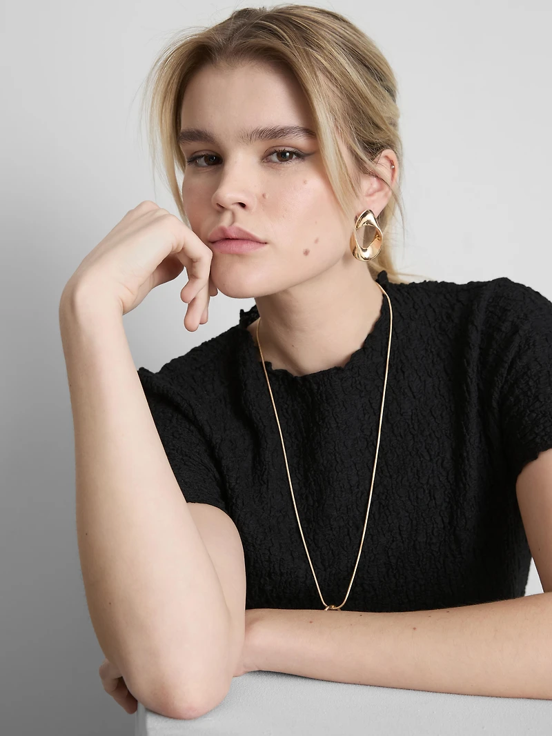 Short-Sleeve Crinkle Top