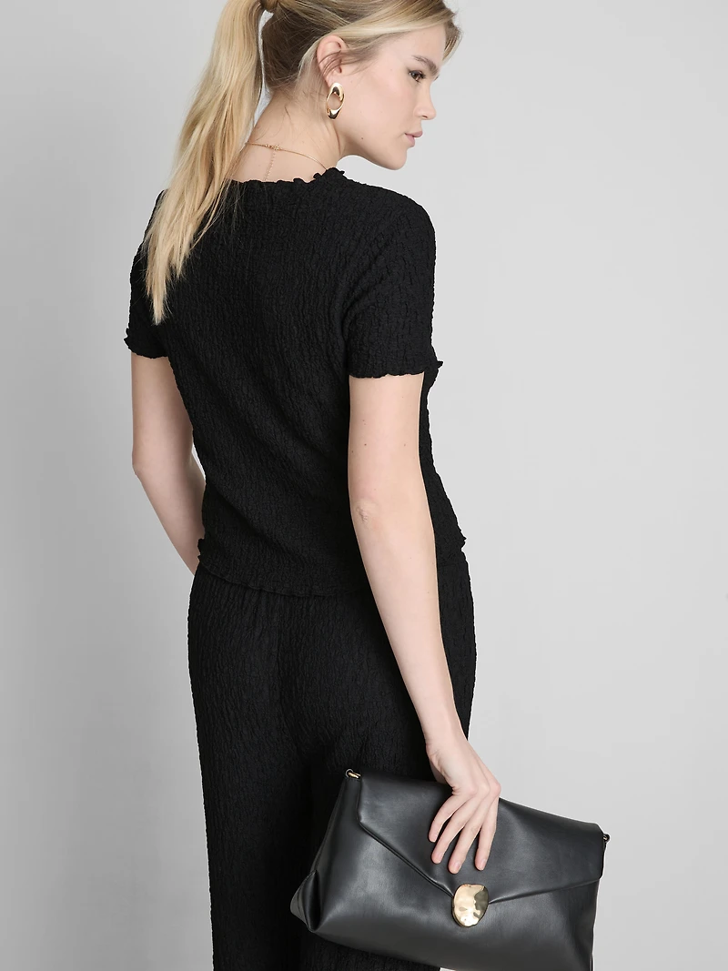 Short-Sleeve Crinkle Top