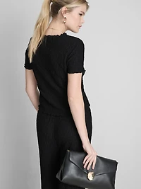 Short-Sleeve Crinkle Top