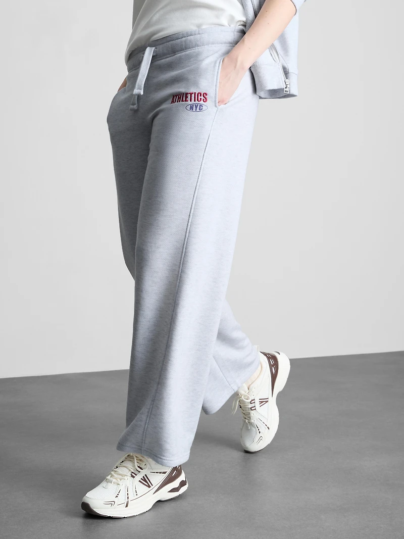 Cotton-Blend Wide-Leg Athletics Joggers