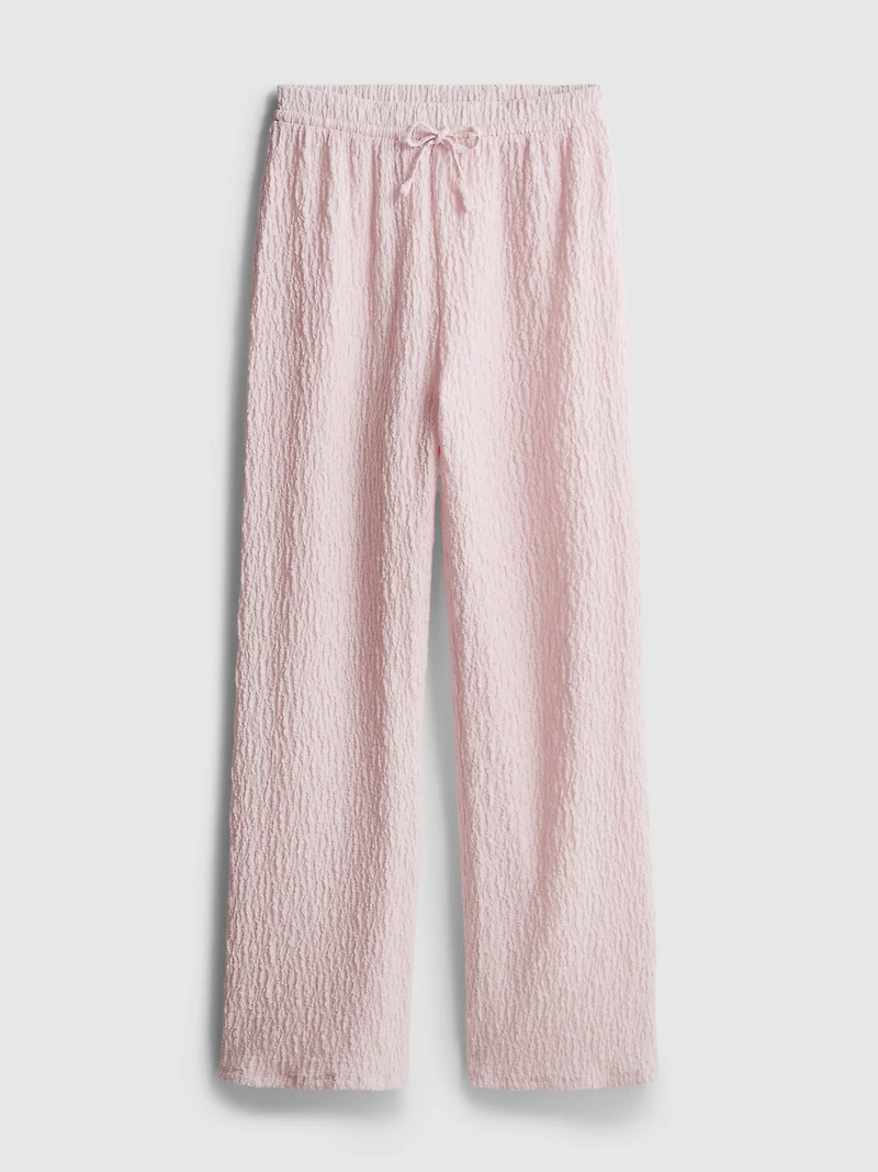 Crinkle Straight-Leg Drawstring Pants