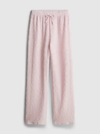 Crinkle Straight-Leg Drawstring Pants