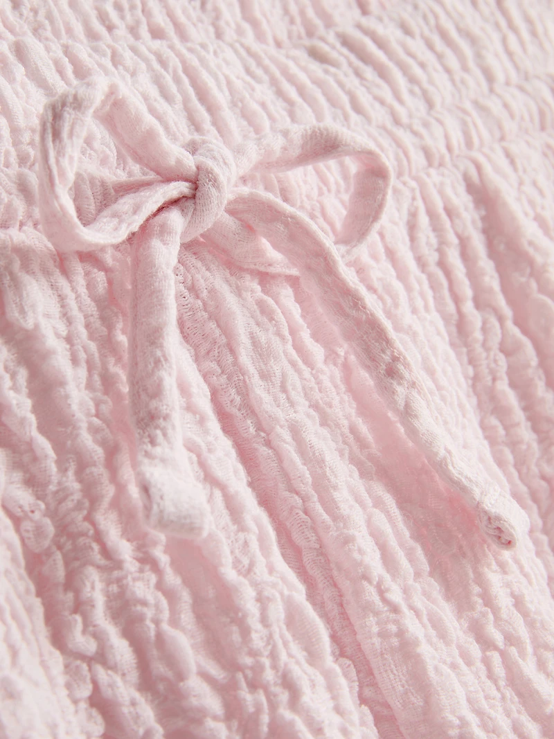 Crinkle Straight-Leg Drawstring Pants