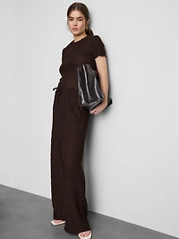 Crinkle Straight-Leg Drawstring Pants