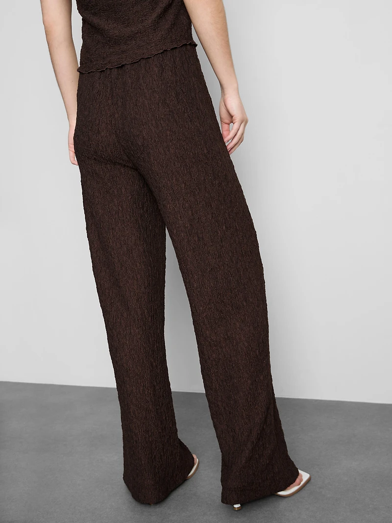 Crinkle Straight-Leg Drawstring Pants