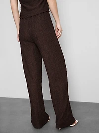 Crinkle Straight-Leg Drawstring Pants