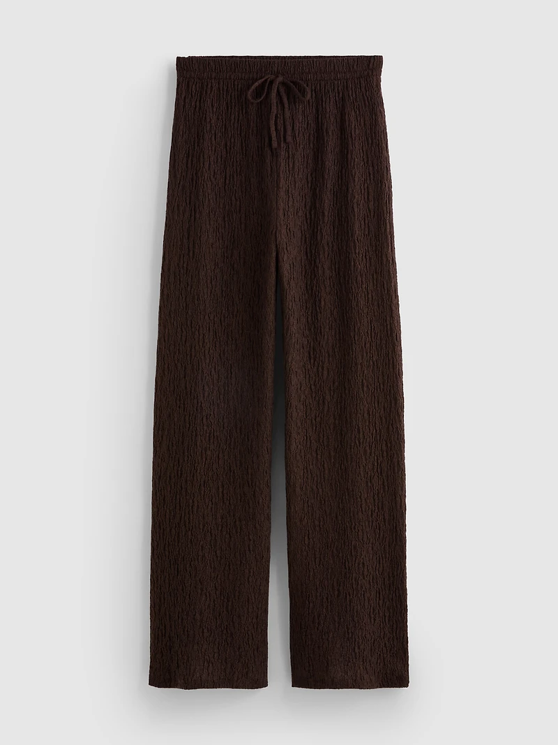 Crinkle Straight-Leg Drawstring Pants