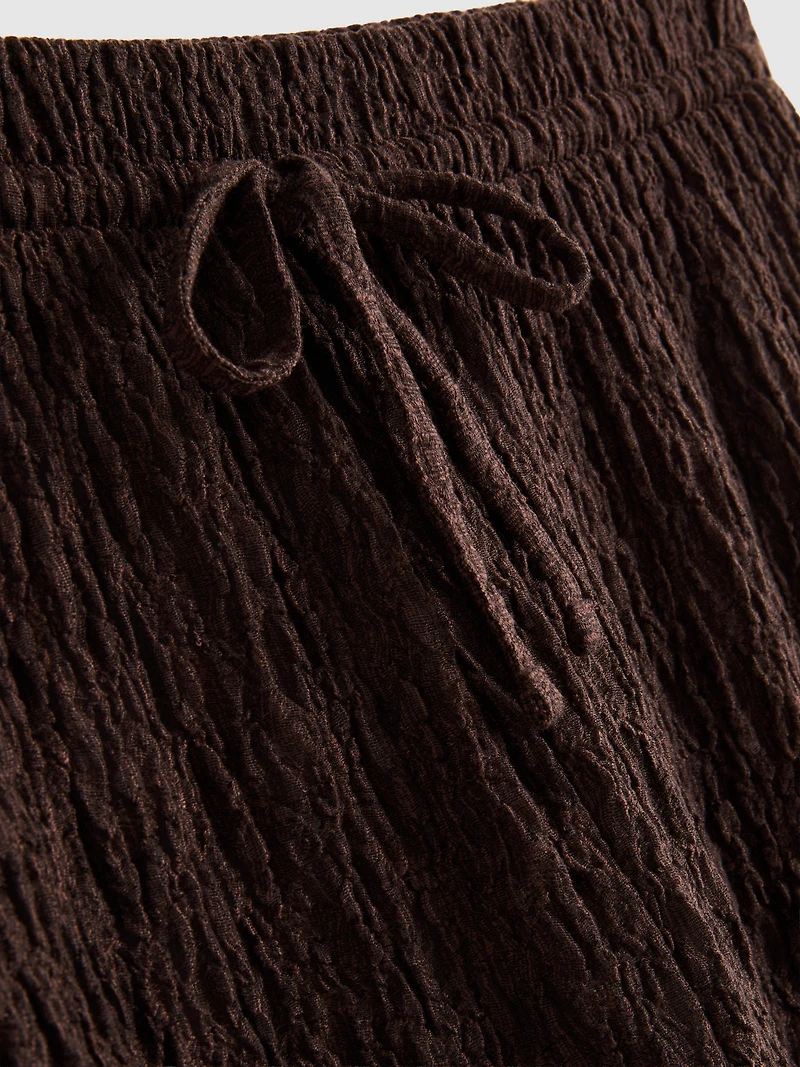 Crinkle Straight-Leg Drawstring Pants