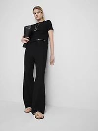 Crinkle Straight-Leg Drawstring Pants