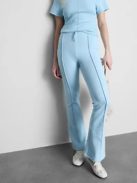 Cotton-Rich Pintuck Flared-Leg Joggers