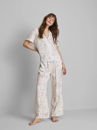 Floral Short-Sleeve Pajama Shirt