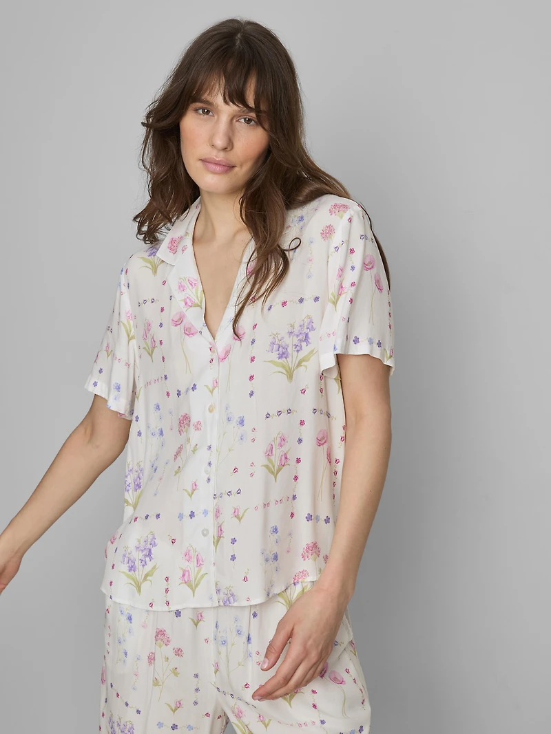 Floral Short-Sleeve Pajama Shirt