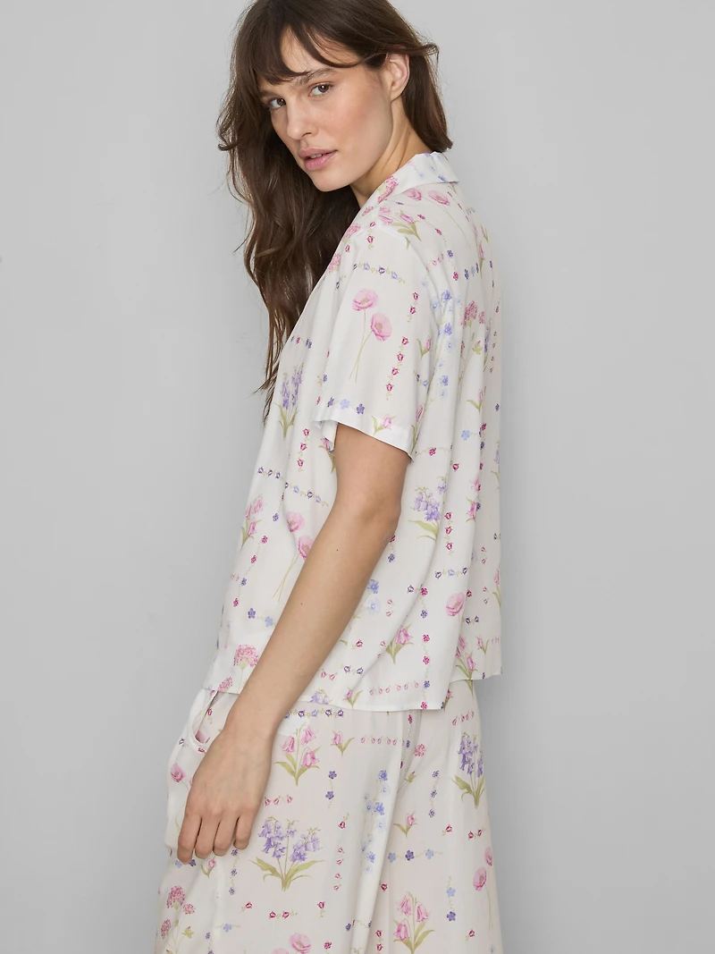Floral Short-Sleeve Pajama Shirt