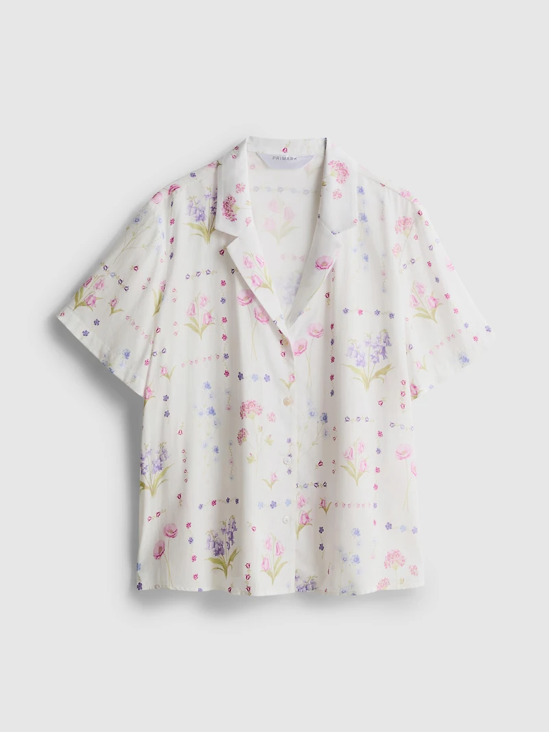 Floral Short-Sleeve Pajama Shirt
