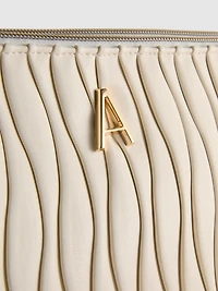 Pleated Faux Leather Initial Fold Out Wash Bag