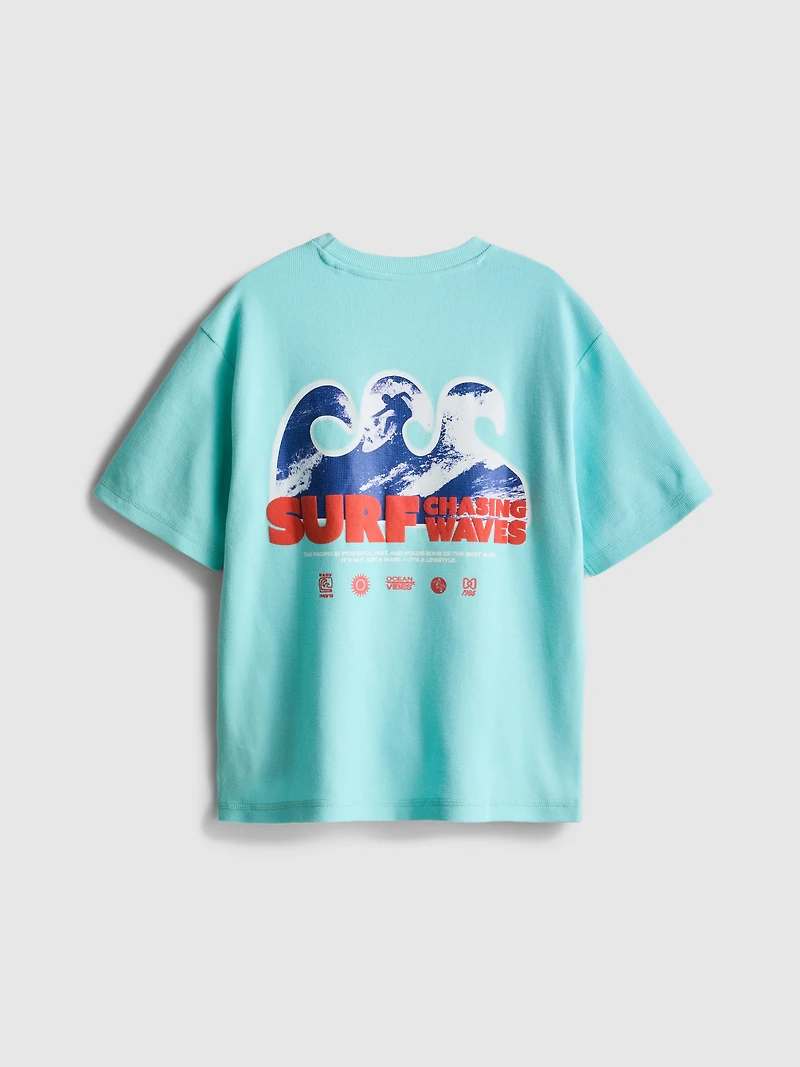 7-15yrs | Textured Surf Graphic T-Shirt