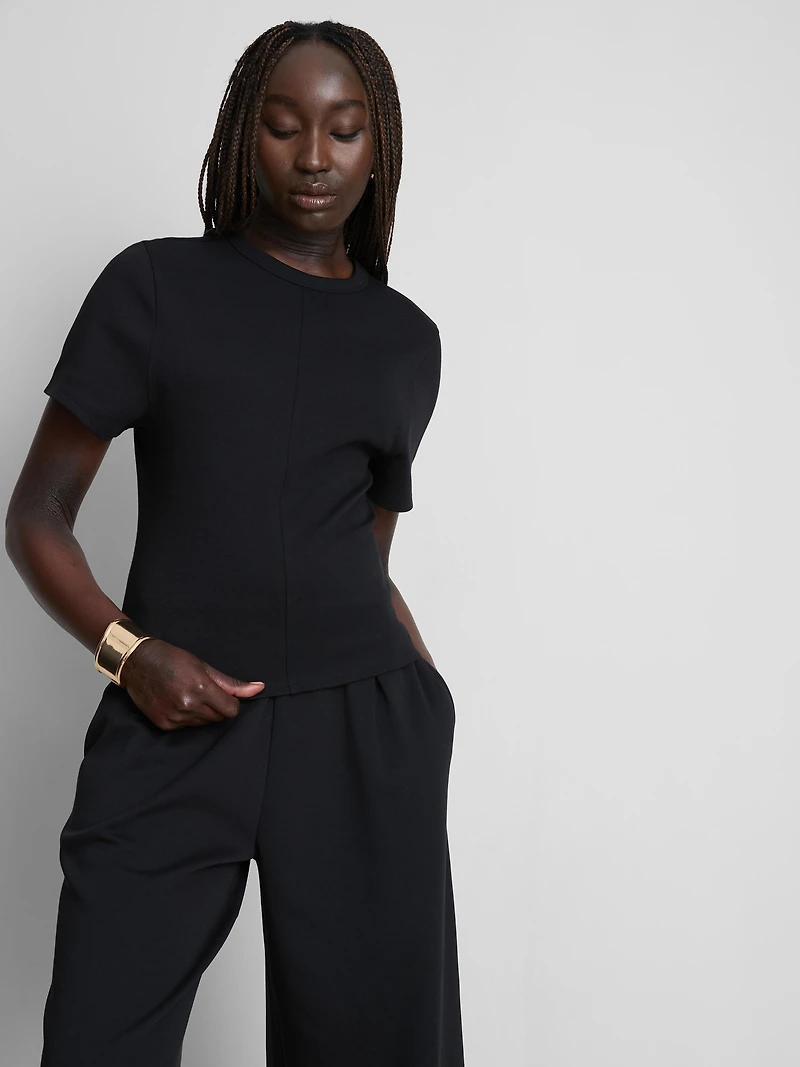 Cotton-Rich Seam-Detail Boxy Tee