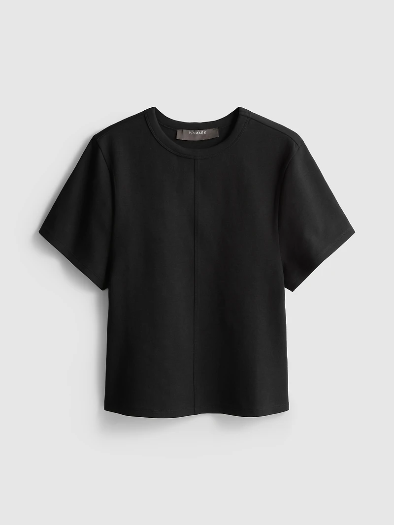 Cotton-Rich Seam-Detail Boxy Tee