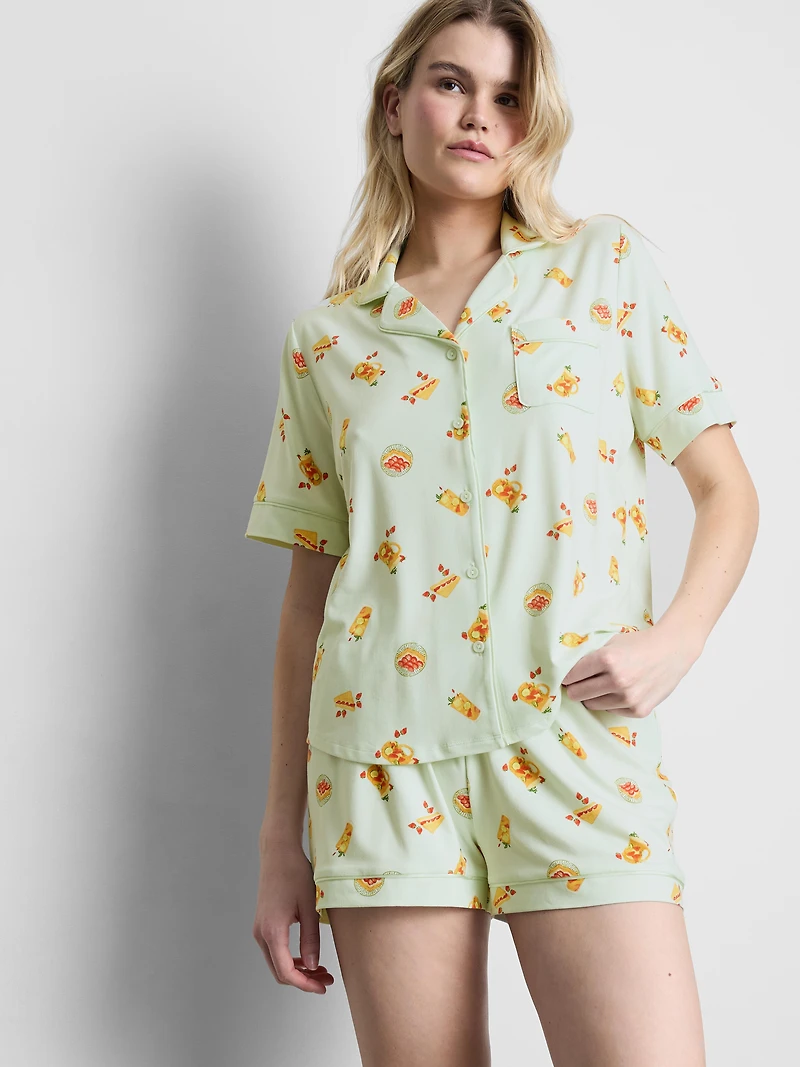 Printed Boyfriend Shorty Pajamas