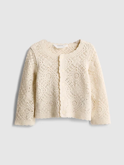0-36mths | Crochet Scallop-Trim Cardigan