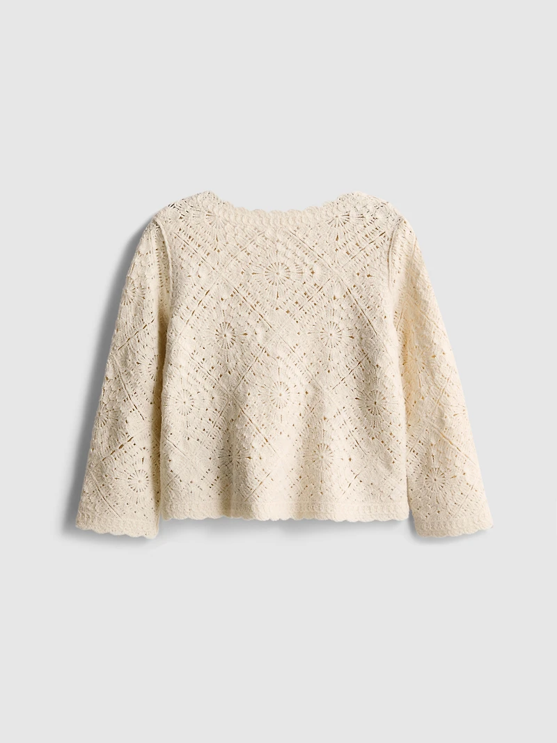0-36mths | Crochet Scallop-Trim Cardigan
