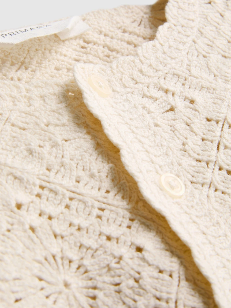 0-36mths | Crochet Scallop-Trim Cardigan