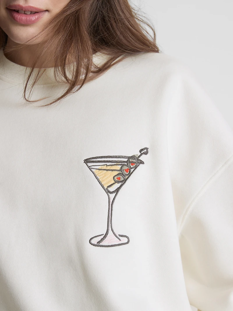 Cotton-Rich Graphic Martini Sweatshirt