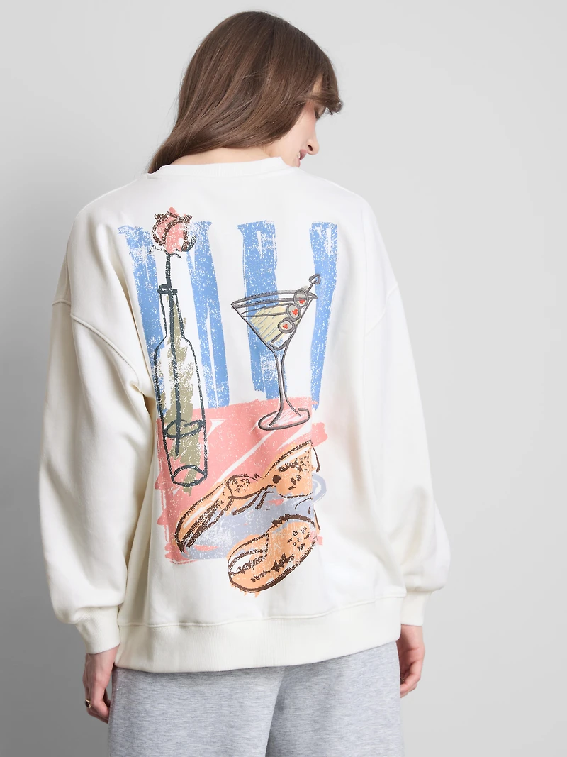 Cotton-Rich Graphic Martini Sweatshirt