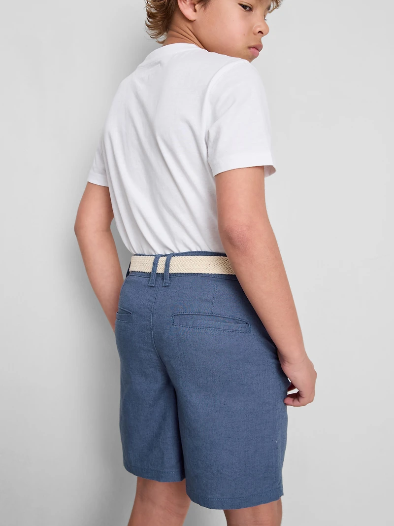 1.5-12yrs | The Edit Linen-Blend Belted Chino Shorts